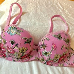Victoria’s Secret Dream Angels Lightly Lined Balconette Bra Floral Lace Size 32B